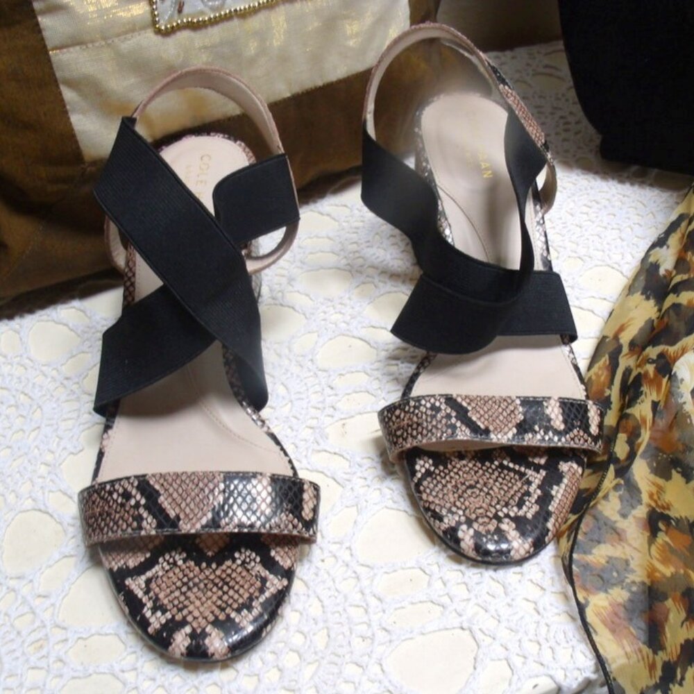 Cole Haan Grand Women's Leather Snake Print Heeled Sandals 8.5 - Picture 4 of 11
